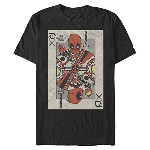 Marvel Unisex Deadpool Playing Card Organic Short Sleeve T-Shirt, Black, L von Marvel