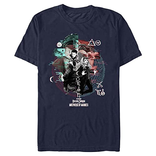 Marvel Unisex Doctor Strange in The Multiverse Of Madness Magic Glitch Organic Short Sleeve T-shirt, Marineblau, L von Marvel