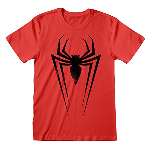 Marvel Unisex Erwachsene Comics Spider-Man Symbole T-Shirt, Rot/Schwarz, L von Marvel