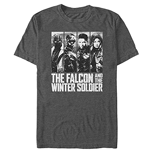 Marvel Unisex Falcon and The Winter Soldier-White Out Organic Short Sleeve T-Shirt, Melange Black, S von Marvel