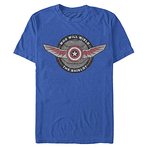 Marvel Unisex Falcon and The Winter Soldier-Wield Shield Organic Short Sleeve T-Shirt, Bright Blue, XXL von Marvel