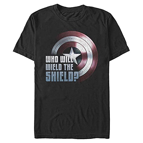 Marvel Unisex Falcon and Winter Soldier-Wielding The Shield Organic Short Sleeve T-Shirt, Black, L von Marvel