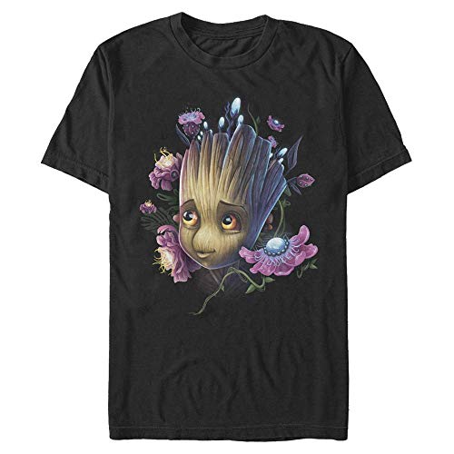 Marvel Unisex Gotg Classic Groot Flowers Organic Short Sleeve T-shirt, Schwarz, XL von Marvel