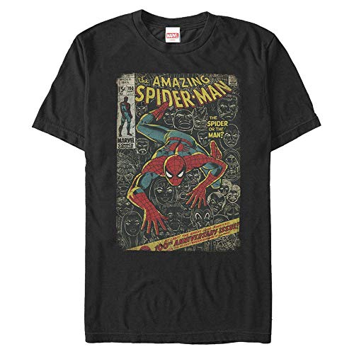 Marvel Unisex Spider-Man Classic-Spidey Front Cover Organic Short Sleeve T-Shirt, Black, L von Marvel