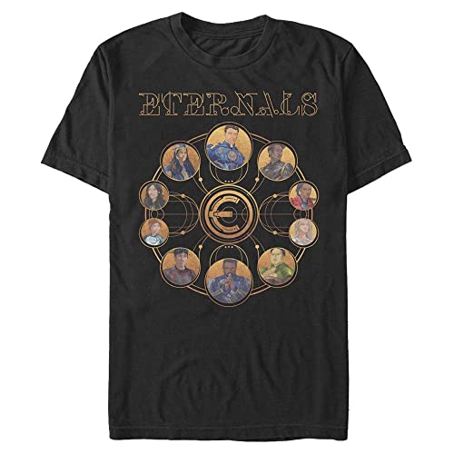 Marvel Unisex The Eternals Eternals Circular Gold Organic Short Sleeve T-shirt, Schwarz, XL von Marvel