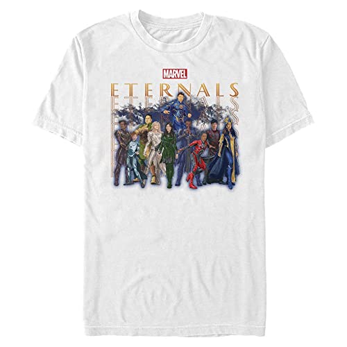 Marvel Unisex The Eternals Eternals Group Repeating Organic Short Sleeve T-shirt, Weiß, L von Marvel