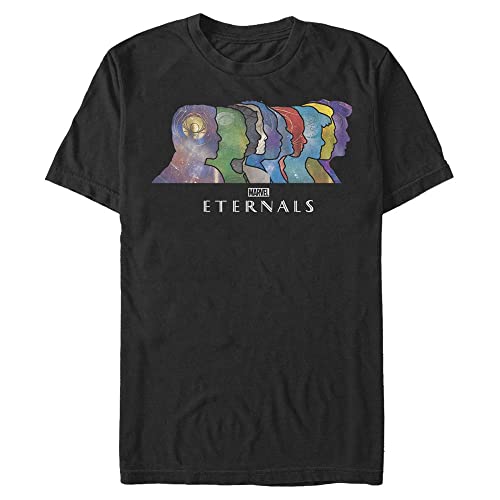 Marvel Unisex The Eternals Silhouette Heads Organic Short Sleeve T-shirt, Schwarz, XL von Marvel