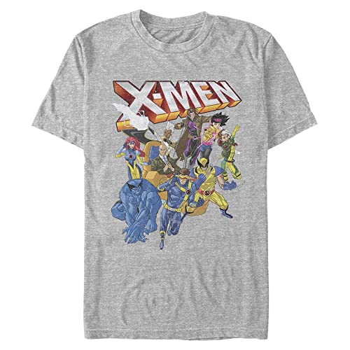 Marvel Unisex X-men Xmen Distressed Group Shot Organic Short Sleeve T-shirt, Melange Grau, XXL von Marvel