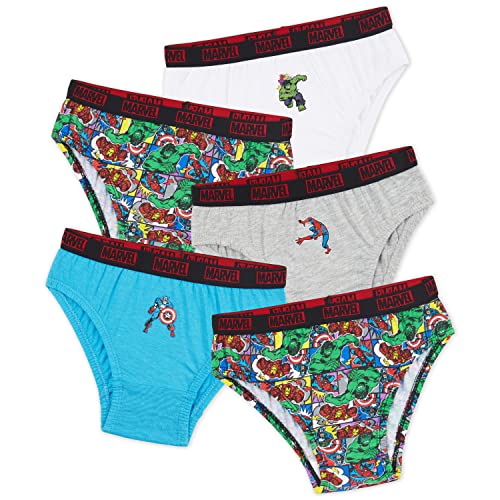 Marvel Unterhosen Jungen 5er Pack Slips für Jungen Spiderman Avengers Kinder Unterwäsche für Jungen Spiderman Pants Spiderman Kinder Geschenke (Mehrfarbig/Schwarz, 7-8 Jahre) von Marvel