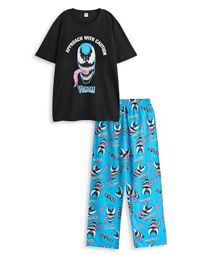 Marvel Venom Herren-Grafik-T-Shirt in Schwarz | Vorsichtig vorgehen Venom Kurzarm-T-Shirt | Klassischer Rundhalsausschnitt, entspannte Passform | Schwarz-Blaue Comic-Charakter-Nachtwäsche Marvel Venom Herren-Grafik-T-Shirt in Schwarz | Vorsichtig vorgehen Venom Kurzarm-T-Shirt | Klassischer Rundhalsausschnitt, entspannte Passform | Schwarz-Blaue Comic-Charakter-Nachtwäsche von Marvel