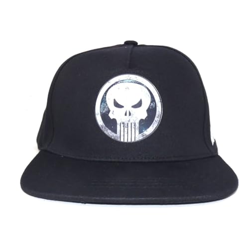 Punisher Logo Snapback Cap für Erwachsene/Jungen mit Logo Einheitsgröße Größe verstellbar Farbe Schwarz von Marvel