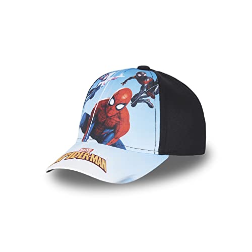 Cap Kinder Hypoallergen, Kappe Jungen, Spider Man, Atmungsaktiv, Schwarz/Blau/Rot, 52 von Marvel