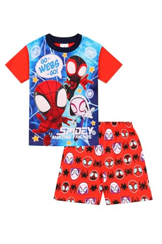 Spidey And His Amazing Friends Jungen Mädchen Kurzes Pyjama-Set Spiderman Kinder Pyjama, rot, 6-7 Years von Marvel