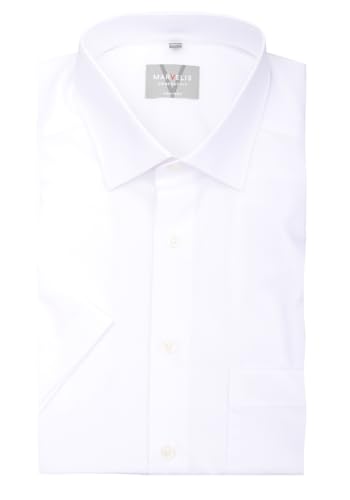 Marvelis Herren Businesshemd Kurzarm Non-Iron Modern Fit,Einfarbig,New Kent,Weiss 00,38 von Marvelis