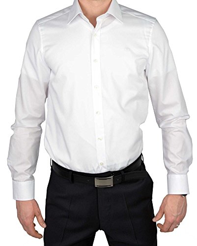 Marvelis 6798.64.00 Body Fit Shirt White with Partition Seam - White Plain, Size: 37 von Marvelis