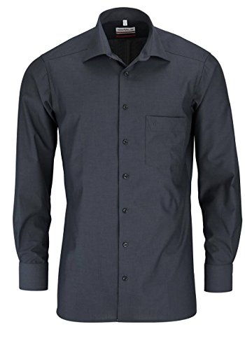 MARVELIS Comfort Fit Hemd Langarm New Kent Kragen anthrazit, Size XXL, 45, Größe XXL, 45, Farbe Anthrazit von Marvelis