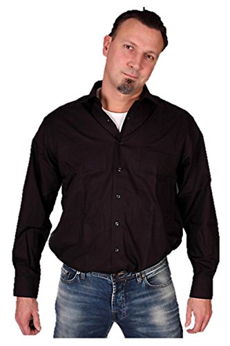 MARVELIS Comfort Fit Herren Hemd Langarm Popeline- Gr. 43, Schwarz von Marvelis