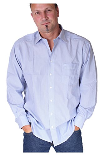 MARVELIS Comfort Fit Hemd Langarm Zuendholzstreifen blau, XXL (46) von Marvelis