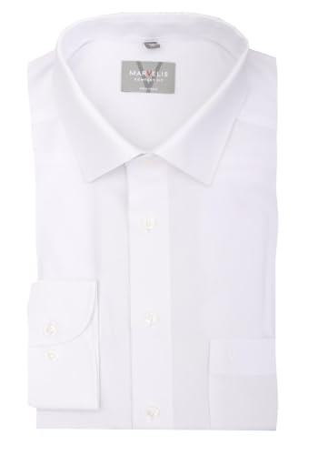 MARVELIS Comfort Fit Herren Hemd New Kent Langarm Popeline- Gr. 46, Weiß von Marvelis