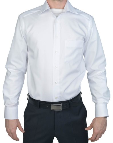 Marvelis Herren Businesshemd Non-Iron Modern Fit, extralang, Kent-Kragen, Uni Popeline, 100% Baumwolle, Weiss 00, 46 von Marvelis