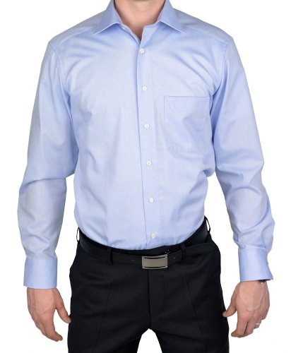 Marvelis Herren Businesshemd Non-Iron Modern Fit, extralang, Kent-Kragen, Chambray, 100% Baumwolle, bleu 11, 41 von Marvelis
