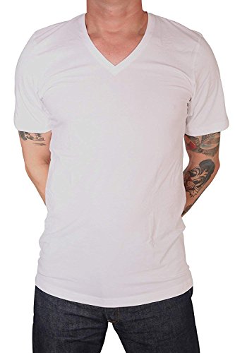 MARVELiS T-Shirt Doppelpack 2 T-Shirts 1/2 Arm Weiß Body Fit V-Ausschnitt (M) von Marvelis