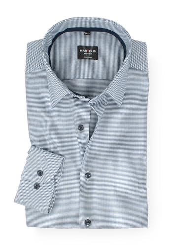 Marvelis Body Fit Hemd Langarm | Karo Dunkelblau | 100% Baumwolle | New Kent Kragen Gr. 38 von Marvelis