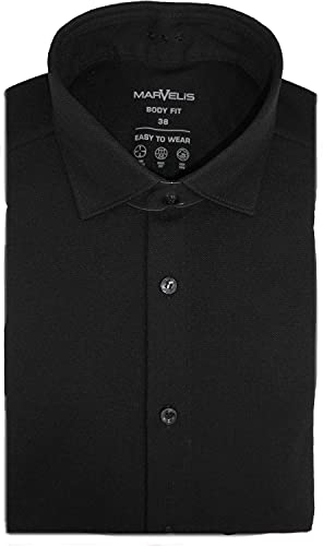 Marvelis Body Fit Hemd Langarm New Kent Kragen Jersey schwarz Größe 39 von Marvelis