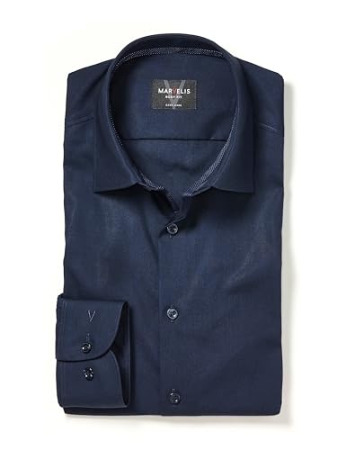 Marvelis Herren Businesshemd Langarm Body-Fit,Einfarbig,New York Kent,apricot 80,44 von Marvelis