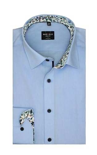 Marvelis Body Fit Hemd Langarm | Uni Hellblau | 100% Baumwolle | New Kent Kragen Gr. 40 von Marvelis