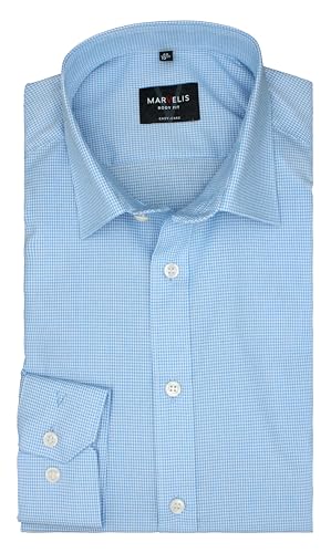 Marvelis Body Fit Hemd Langarm mit New York Kent Kragen Blau kariert Gr. 39 von Marvelis