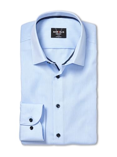 Marvelis Herren Businesshemd Langarm Body-Fit,Chambray,New York Kent,bleu 11,40 von Marvelis