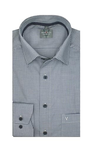 Marvelis Comfort Fit Herren Langarm Businesshemd | Dunkelblau kariert | New Kent Kragen Gr. 42 von Marvelis