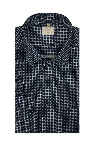 Marvelis Comfort Fit Herren Langarm Businesshemd | Muster Dunkelblau | New Kent Kragen Gr. 44 von Marvelis