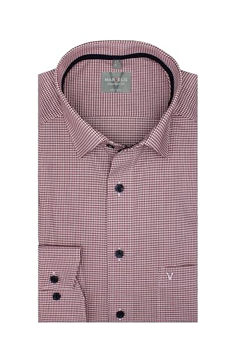 Marvelis Comfort Fit Herren Langarm Businesshemd | Rot kariert | New Kent Kragen Gr. 48 von Marvelis