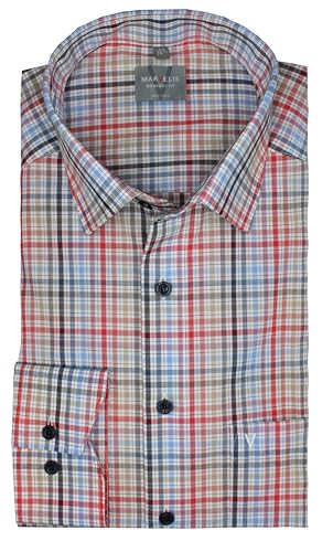Marvelis Comfort Fit Langarm Hemd | Karo Rot| New Kent Kragen mit Besatz Gr. 47 von Marvelis