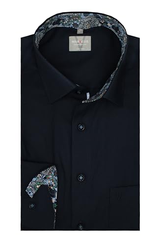 Marvelis Comfort Fit Langarm Hemd | Uni Dunkelblau | New Kent Kragen mit Besatz Gr. 48 von Marvelis