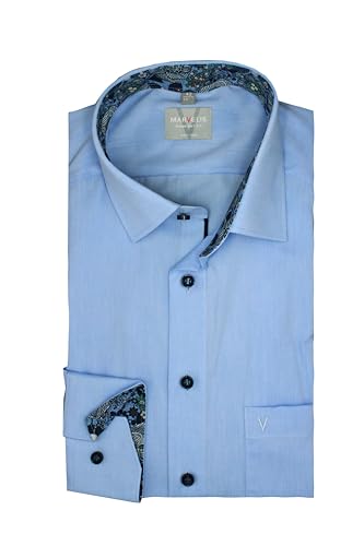 Marvelis Comfort Fit Langarm Hemd | Uni Hellblau | New Kent Kragen mit Besatz Gr. 48 von Marvelis