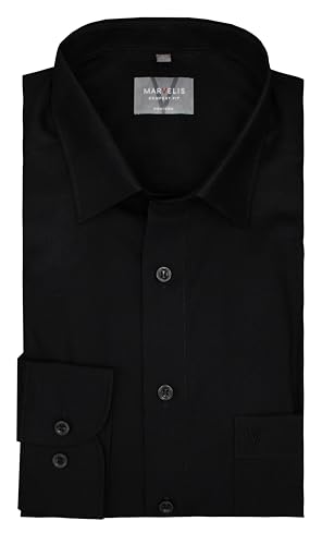 Marvelis Comfort Fit Langarm Hemd | Uni Schwarz | New Kent Kragen Gr. 50 von Marvelis