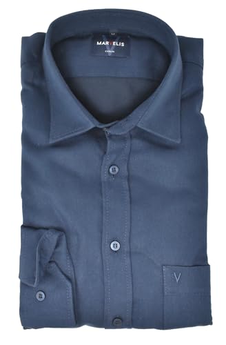 Marvelis Freizeithemd Hemd Casual Langarm Flanell Marine Uni 6026.44.18, Kragenweite/Größe:XXL von Marvelis