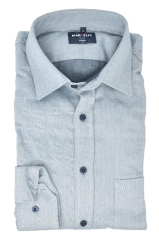 Marvelis Freizeithemd Hemd Casual Langarm Flanell hellblau Uni 6026.44.11, Kragenweite/Größe:3XL von Marvelis