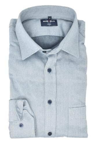 Marvelis Freizeithemd Hemd Casual Langarm Flanell hellblau Uni 6026.44.11, Kragenweite/Größe:L von Marvelis