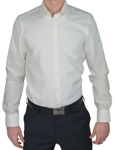 Marvelis Herren Businesshemd Body Fit, Langarm, Kent-Kragen, Uni Popeline, 100% Baumwolle, Hellbeige 20, 41 von Marvelis
