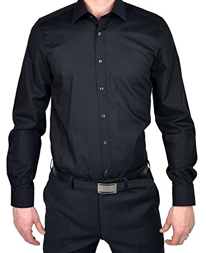 Marvelis Hemd Body Fit schwarz mit Teilungsnaht - 6798.64.68, Kragenweite / Größe:43 / XL von Marvelis