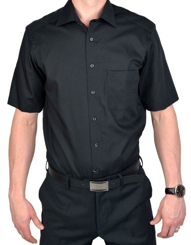 Marvelis Herren Businesshemd Kurzarm Non-Iron Comfort Fit,Einfarbig,New Kent,schwarz 68,41 von Marvelis
