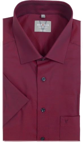 Marvelis Hemd Comfort Fit Kurzarm Bordeaux Gemustert 7042.52.35, Kragenweite/Größe:45 von Marvelis