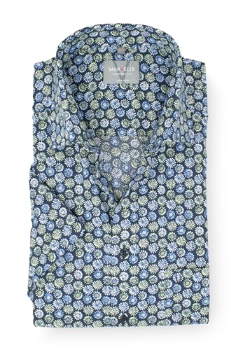 Marvelis Hemd Comfort Fit Kurzarm Marine/grün Blumen Motiv 7020.52.45, Kragenweite/Größe:48 von Marvelis