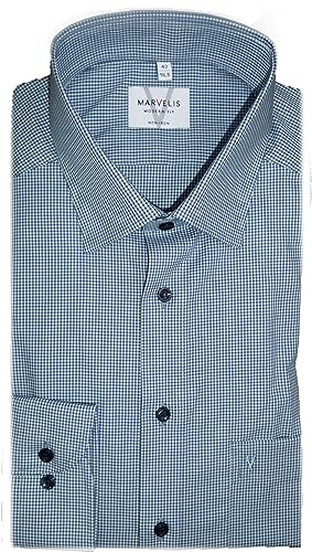 Marvelis Hemd Modern Fit 7232.44.18 blau/Weiss Karo, Kragenweite/Größe:46 von Marvelis