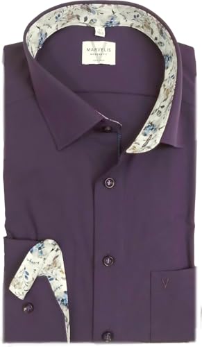 Marvelis Hemd Modern Fit bügelfrei Baumwolle Langarm Uni lila 7246.84.94, Kragenweite:42 Marvelis Hemd Modern Fit bügelfrei Baumwolle Langarm Uni lila 7246.84.94, Kragenweite:42 von Marvelis