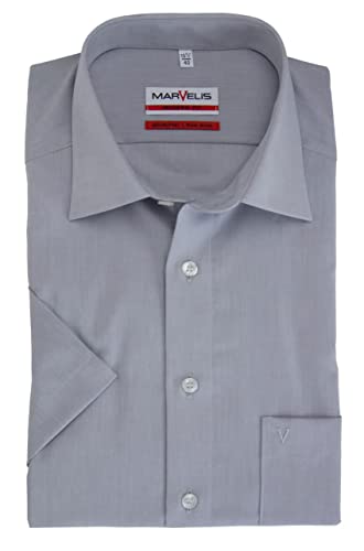 Marvelis Herren Businesshemd Kurzarm Non-Iron Modern Fit,Chambray,New Kent,Mittelgrau 60,46 von Marvelis